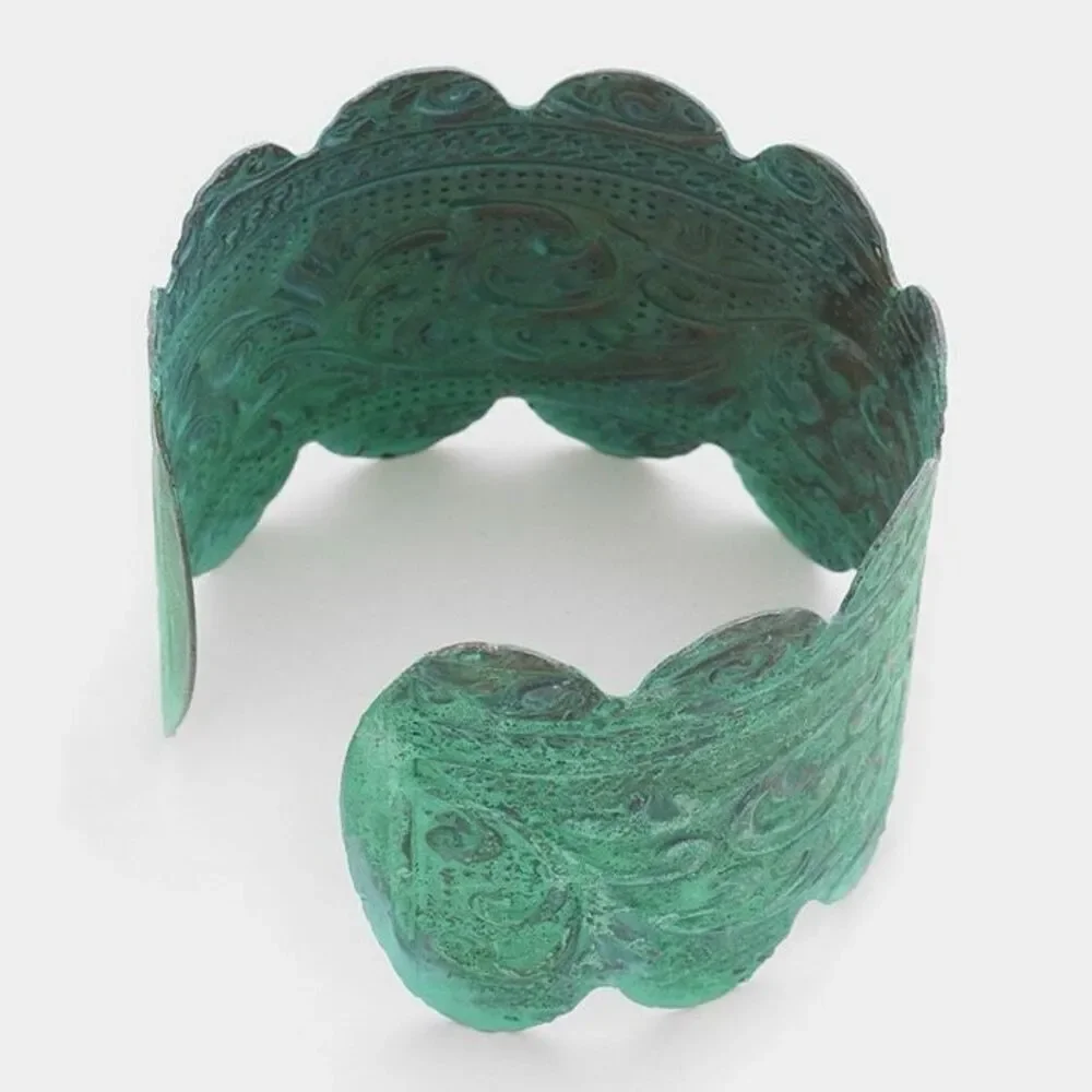 Brand New Womens Boutique Antique Filigree Pattern Metal Cuff Bracelet